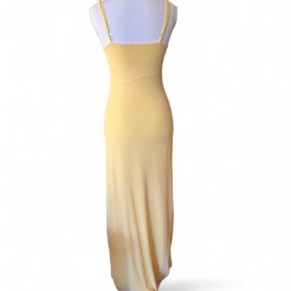Butter Yellow Slip Maxi Dress Spaghetti Strap Empire Bust Minimal XS - Picture 4 of 7